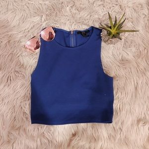 Royals Blue zipper down crop top